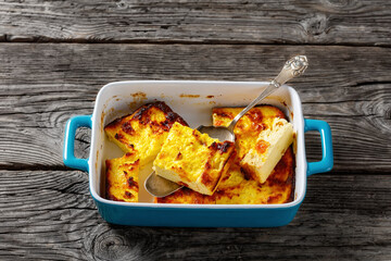 dried apricot Cottage Cheese casserole, top view