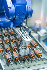 Rotor of electric motor with Robotic and Automation system control application on automate robot arm