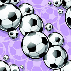 Seamless pattern with football soccer ball vector digital paper design. Ideal for wallpaper, cover, wrapper, packaging, fabric design and any kind of decoration.