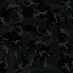 Urban black camouflage pattern, night seamless texture, camouflage. Street fashion print.