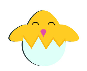 Little yellow chicken in an egg