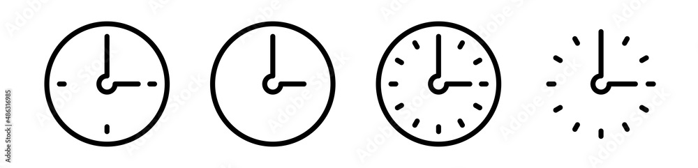 Wall mural vector time and clock icons set.clocks icon collection design. horizontal set of analog clock icon s