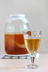 Kombucha, homemade healthy tea drink.