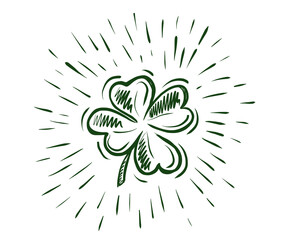 Clover, St. Patrick's Day. Hand drawn illustrations. Vector.
