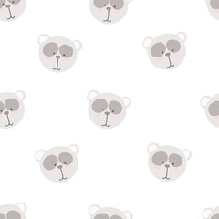 Cute seamless pattern for children with funny panda. Smile characters