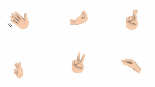 Set of Hand Emoji Loop and transparent background in alpha 32bit ProRes