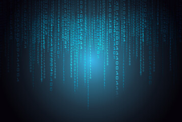 binary code matrix blue background 