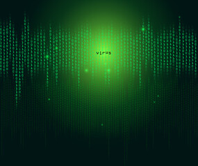 word virus at green binary computer code