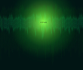 text virus at green binary computer code
