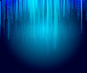 blue light computer code, binary, code, falling numbers