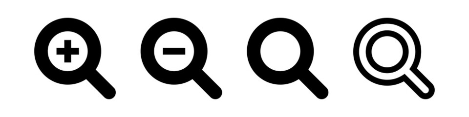 Magnifying glass icon set. Vectors.