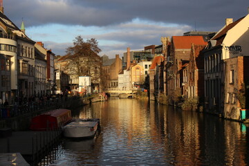 Ghent canals at sunset (Belgium)