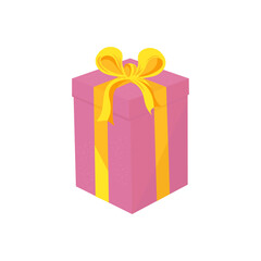 Pink box, yellow bow. A gift for a holiday.