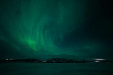 Fototapeta na wymiar aurora boreal northern lights winter lapland