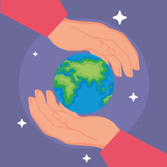 hands protecting earth planet