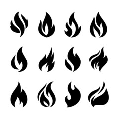 Fire flames set icons