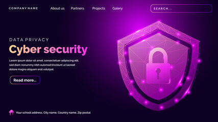 Cyber security technology landing page in futuristic style