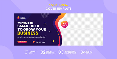 Business promotion and corporate facebook cover and banner template