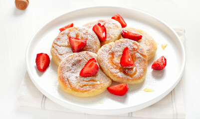 Cottage cheese pancakes with strawberry