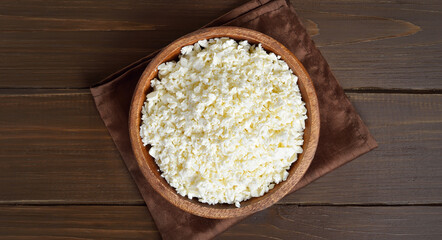 Curd cheese in bowl