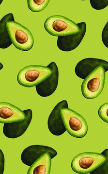 Watercolor Avocado green pattern