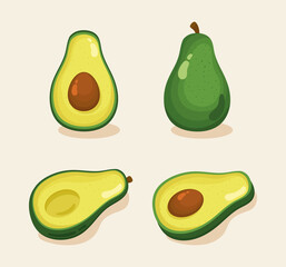 four avocados vegetables icons