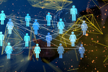 Abstract technology group and data 3d