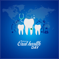 World Oral Health Day. March 20. Medical, dental and healthcare creative concept. vector illustration. - obrazy, fototapety, plakaty