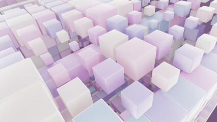 Abstract 3D illustration of the pastel color palette cubic pattern rendered as background
