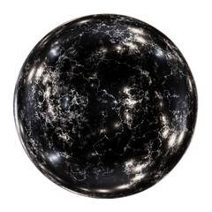 Realistic 3D illustration of the black marble or granite sphere isolated on white