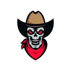 Dead Cowboys Mascot. Skull cowboy bandit. Skull Cowboy Mascot Logo Template.