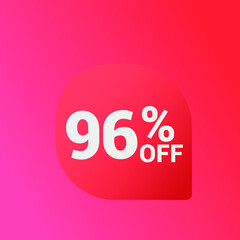 96% off Sale banner offer ad discount promotion vector banner. price discount offer. season sale promo sticker colorful background