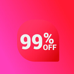 99% off Sale banner offer ad discount promotion vector banner. price discount offer. season sale promo sticker colorful background