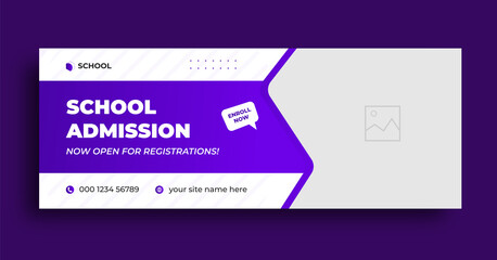 School admission facebook cover or web banner design template