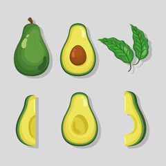 avocados vegetables six icons