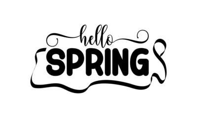 Happy Spring. Lovely spring season brush calligraphy concept vector template for banner, card, poster, background.