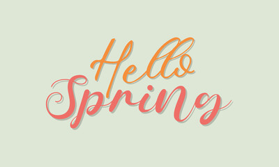 Happy Spring. Lovely spring season brush calligraphy concept vector template for banner, card, poster, background.