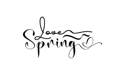 Fototapeta premium Happy Spring. Lovely spring season brush calligraphy concept vector template for banner, card, poster, background.