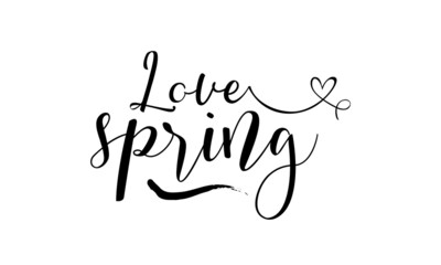 Happy Spring. Lovely spring season brush calligraphy concept vector template for banner, card, poster, background.