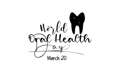World Oral Health Day. Health awareness brush calligraphy concept vector template for banner, card, poster, background.