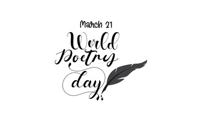 World Poetry Day. Literature brush calligraphy concept vector template for banner, card, poster, background.