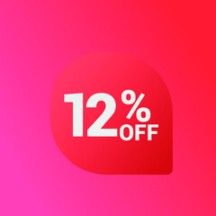 12% off Sale banner offer ad discount promotion vector banner. price discount offer. season sale promo sticker colorful background