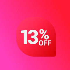 13% off Sale banner offer ad discount promotion vector banner. price discount offer. season sale promo sticker colorful background