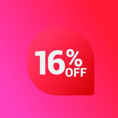16% off Sale banner offer ad discount promotion vector banner. price discount offer. season sale promo sticker colorful background