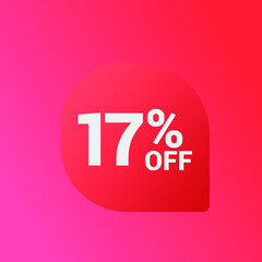 17% off Sale banner offer ad discount promotion vector banner. price discount offer. season sale promo sticker colorful background