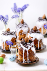 Homemade traditionla ortodox Easter cake traditional kulich