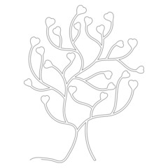 Continuous line drawing Tree. Hand drawn vector illustration on white background