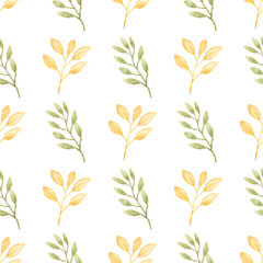 Watercolor leaf seamless pattern
