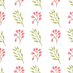 Watercolor leaf seamless pattern