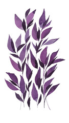 Leaf branch, random leaves, watercolor, watercolor leaves, violet